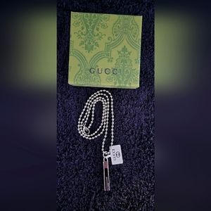 GUCCI Silver G Logo Charm Pendant Necklace
